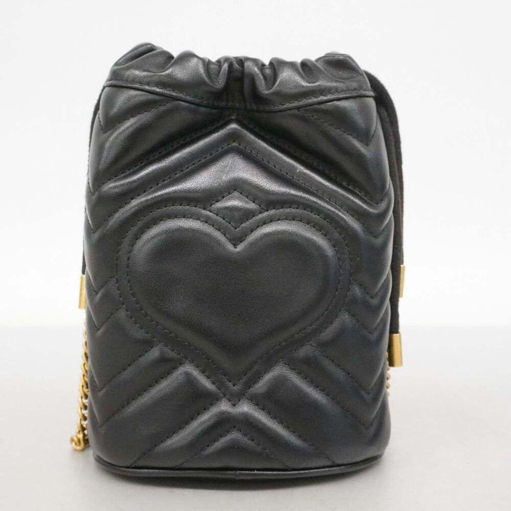 GUCCI Black Leather GG Marmont Shoulder Bag - Picture 8 of 8